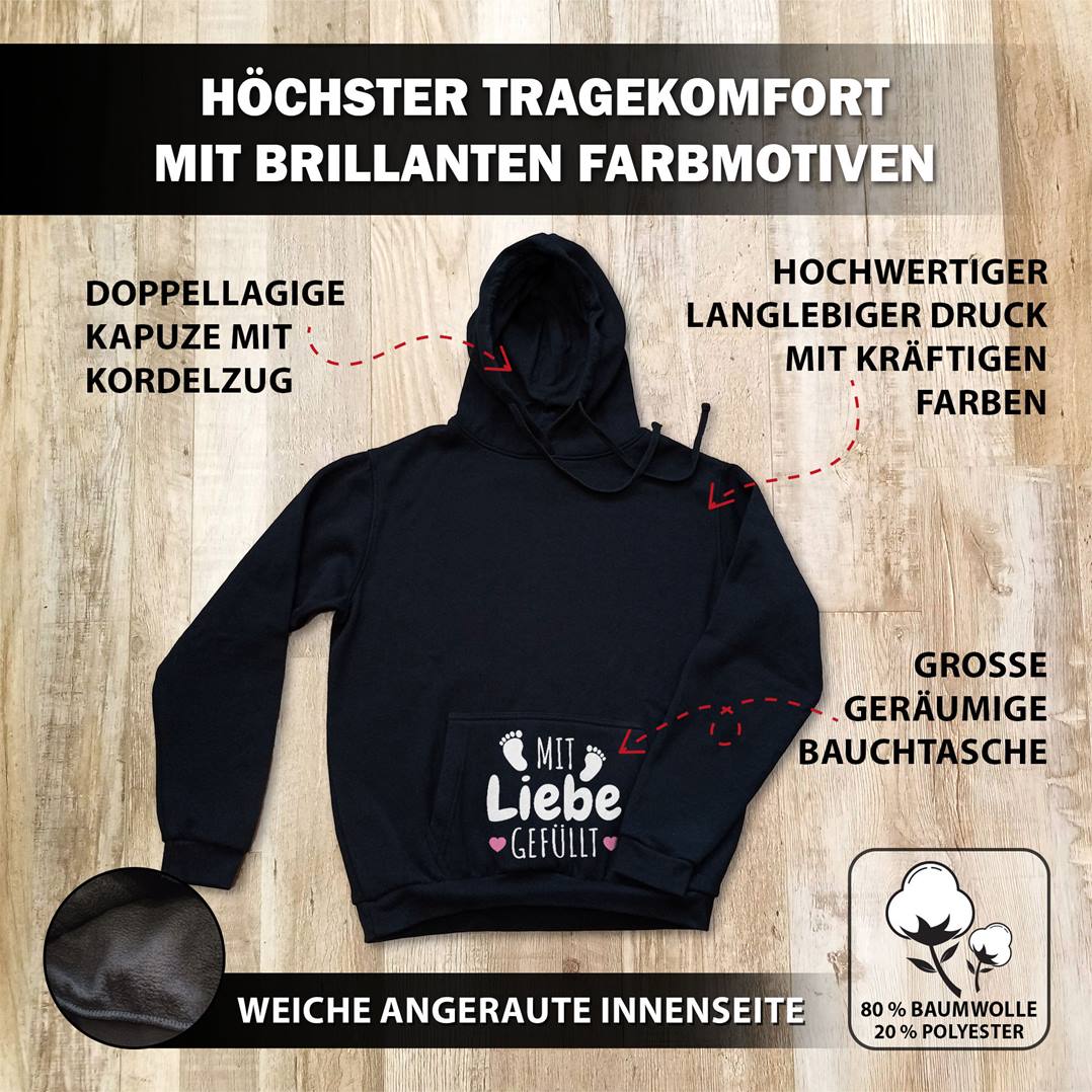 Hoodie - Mit Liebe gefüllt (Schwangerschaft)