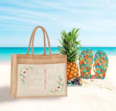 Jutetasche - Mama = Warmherzig, Wunderbar, Phänomenal, Unersetzbar