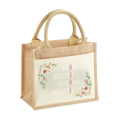Jutetasche - Mama = Warmherzig, Wunderbar, Phänomenal, Unersetzbar
