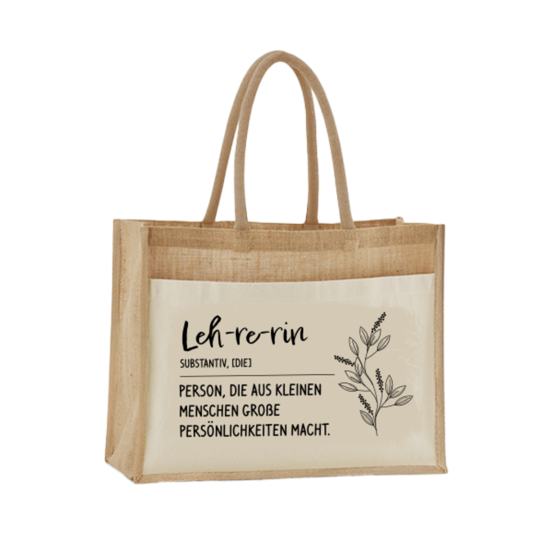 Jutetasche - Definition Lehrerin