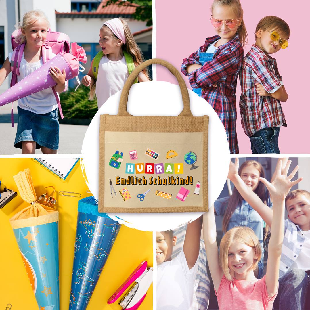 Jutetasche - Hurra! Endlich Schulkind