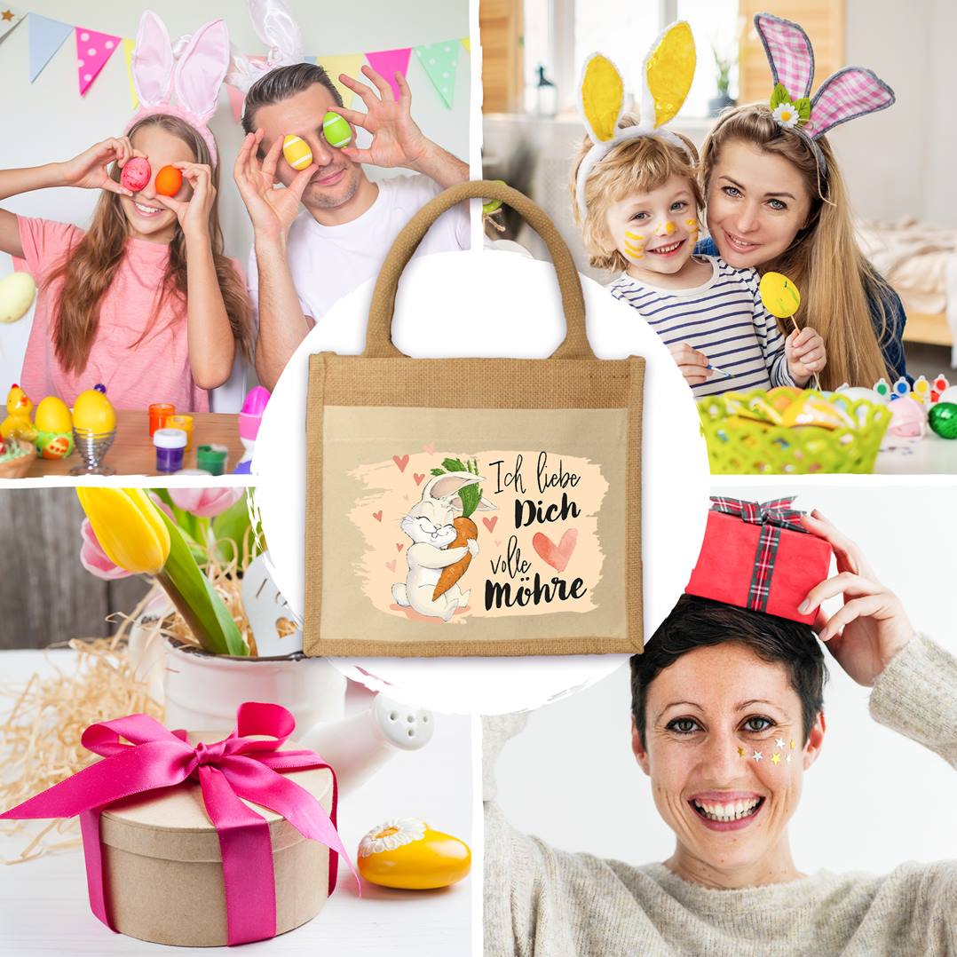 Jutetasche - Ich liebe Dich volle Möhre (Hase)