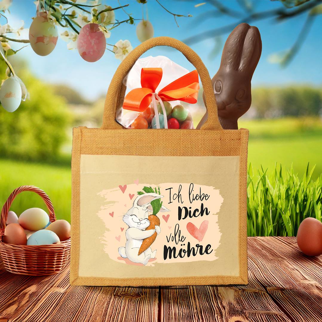 Jutetasche - Ich liebe Dich volle Möhre (Hase)