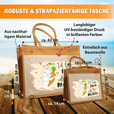 Jutetasche - Ich liebe Dich volle Möhre (Hase)