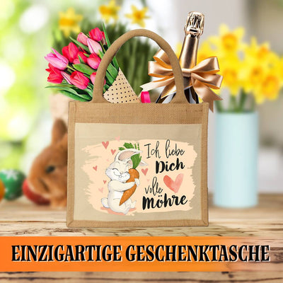 Jutetasche - Ich liebe Dich volle Möhre (Hase)
