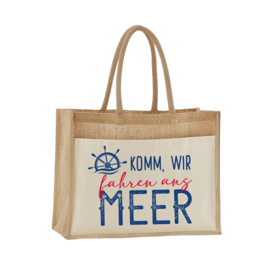 Jutetasche - Komm, wir fahren ans Meer
