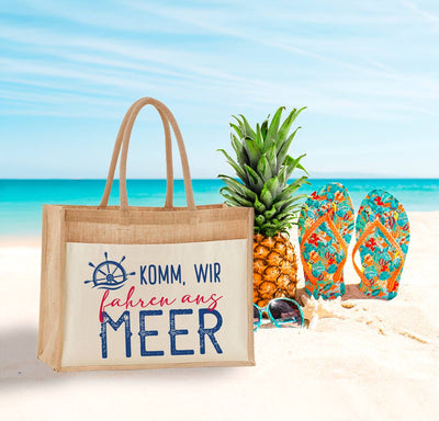 Jutetasche - Komm, wir fahren ans Meer