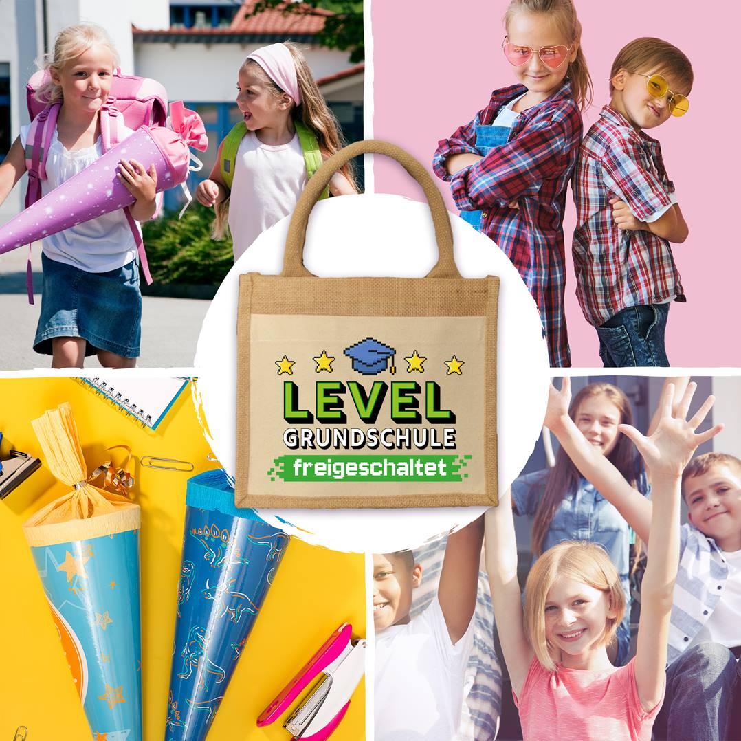 Jutetasche - Level Grundschule freigeschaltet