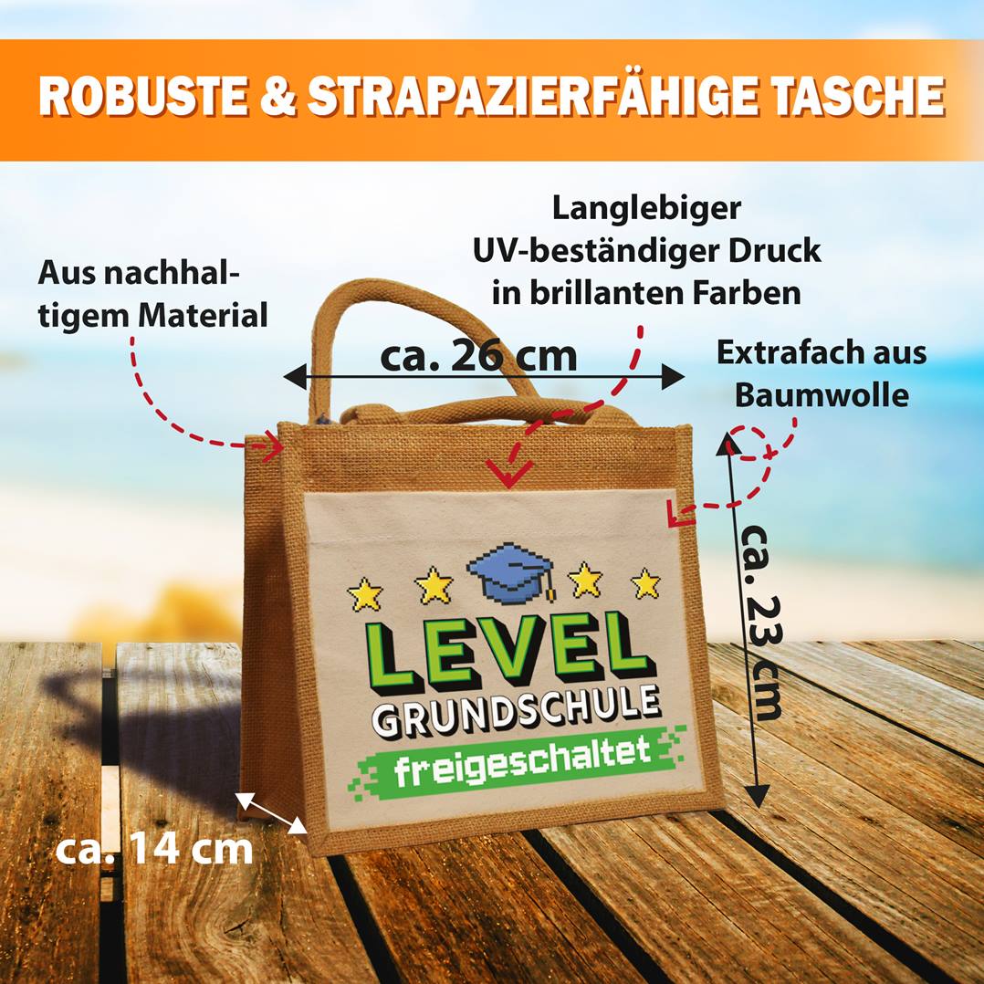 Jutetasche - Level Grundschule freigeschaltet