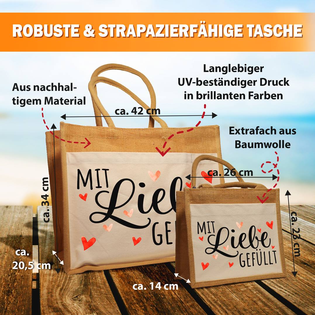 Jutetasche - Mit Liebe gefüllt