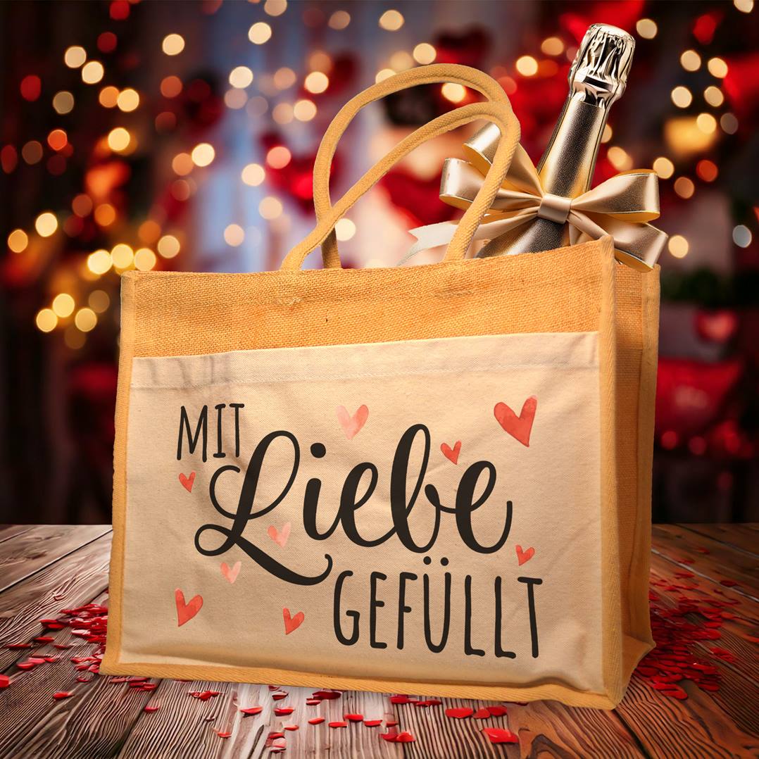 Jutetasche - Mit Liebe gefüllt