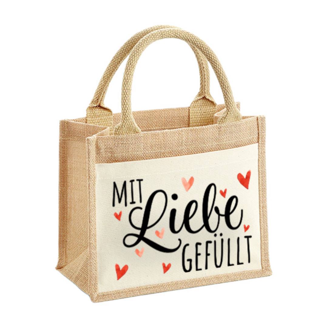 Jutetasche - Mit Liebe gefüllt