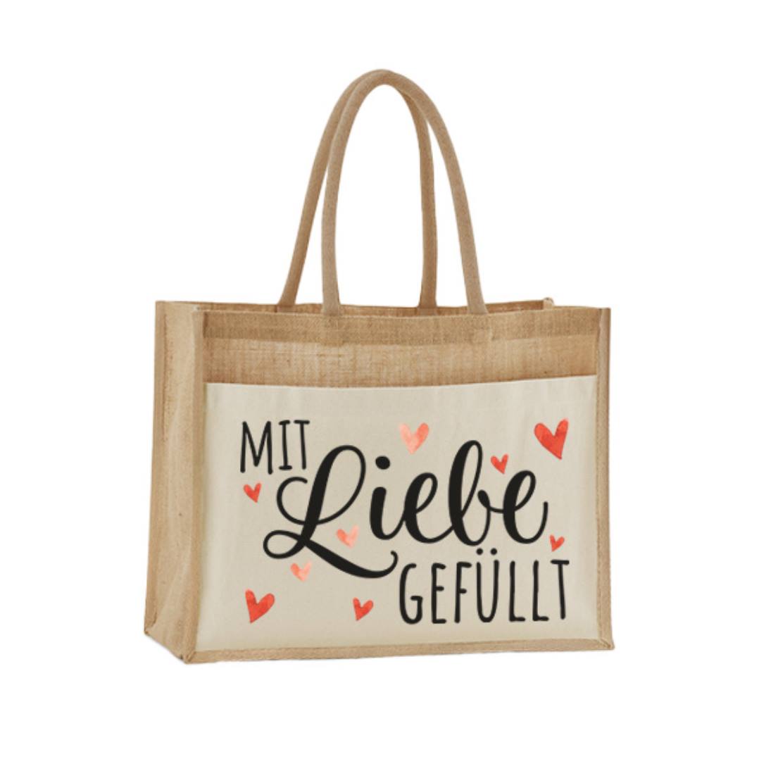 Jutetasche - Mit Liebe gefüllt