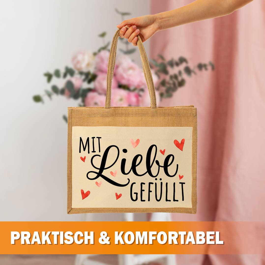 Jutetasche - Mit Liebe gefüllt