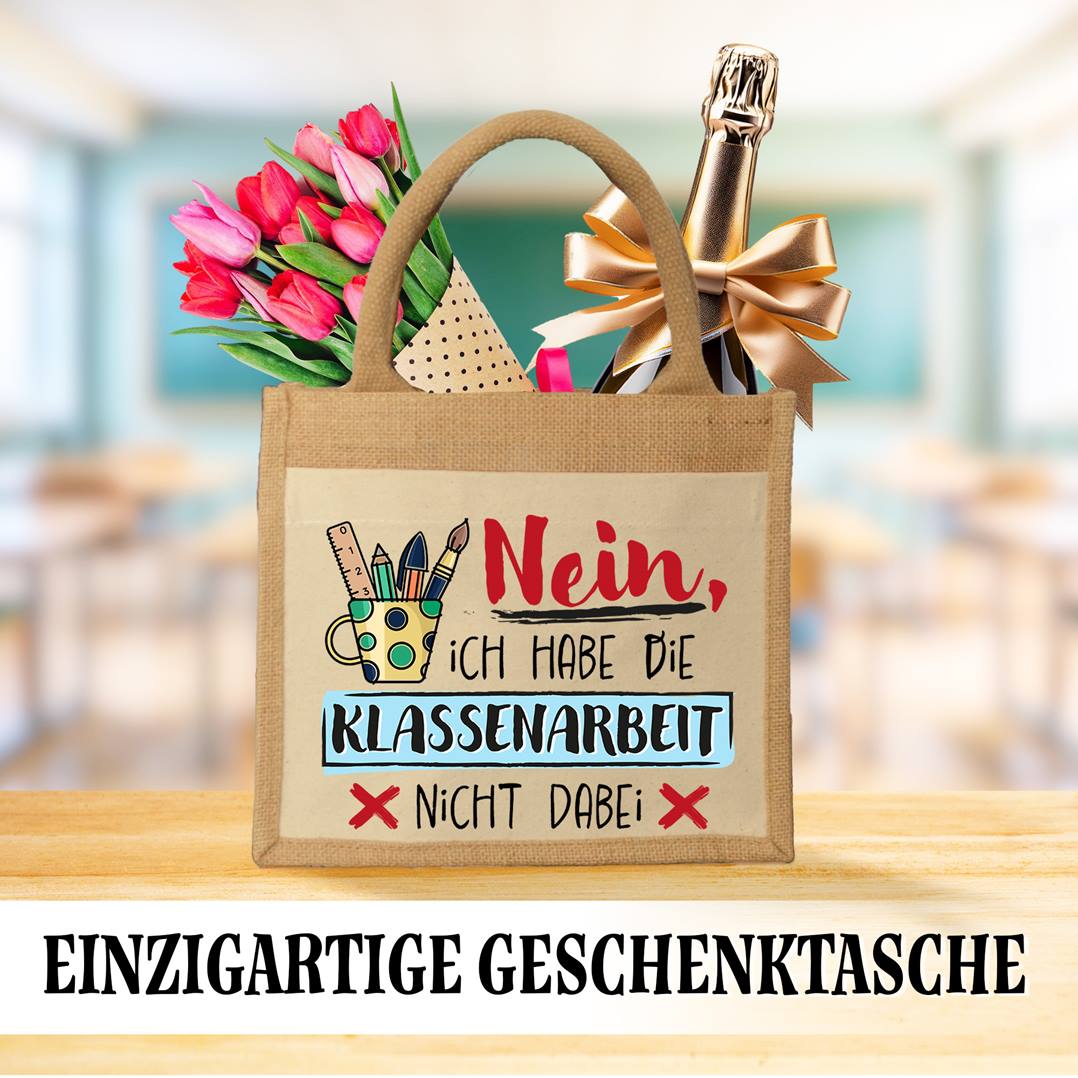 Jutetasche - Nein, ich habe die Klassenarbeit nicht dabei (bunt)