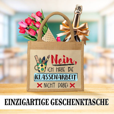 Jutetasche - Nein, ich habe die Klassenarbeit nicht dabei (bunt)