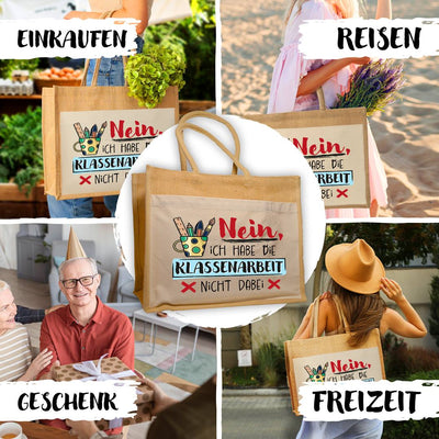 Jutetasche - Nein, ich habe die Klassenarbeit nicht dabei (bunt)