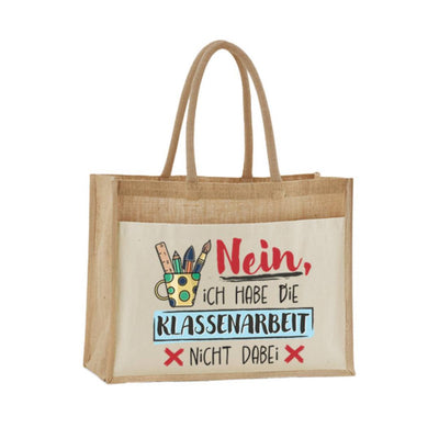 Jutetasche - Nein, ich habe die Klassenarbeit nicht dabei (bunt)