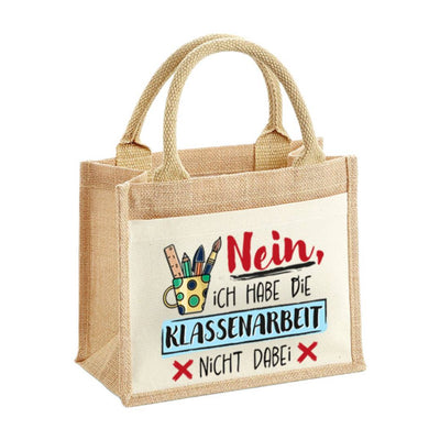Jutetasche - Nein, ich habe die Klassenarbeit nicht dabei (bunt)