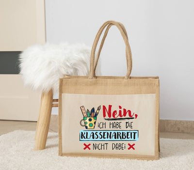 Jutetasche - Nein, ich habe die Klassenarbeit nicht dabei (bunt)