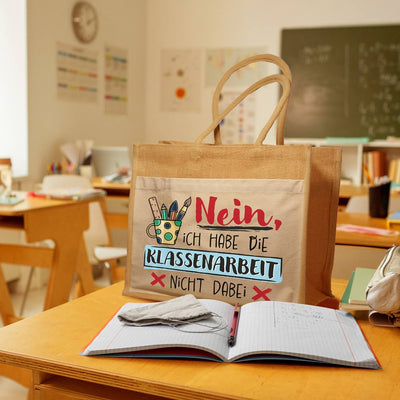 Jutetasche - Nein, ich habe die Klassenarbeit nicht dabei (bunt)