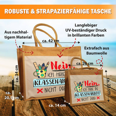 Jutetasche - Nein, ich habe die Klassenarbeit nicht dabei (bunt)
