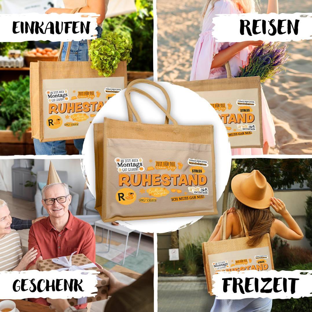 Personalisierte Jutetasche Mit Blumen-Motiv – Geschenk Zur Rente, Abschied, Für Kollegin (Medium)