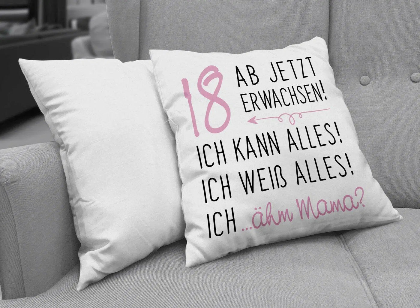Bild: Kissen - 18 ab jetzt erwachsen! Geschenkidee