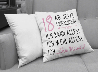 Bild: Kissen - 18 ab jetzt erwachsen! Geschenkidee