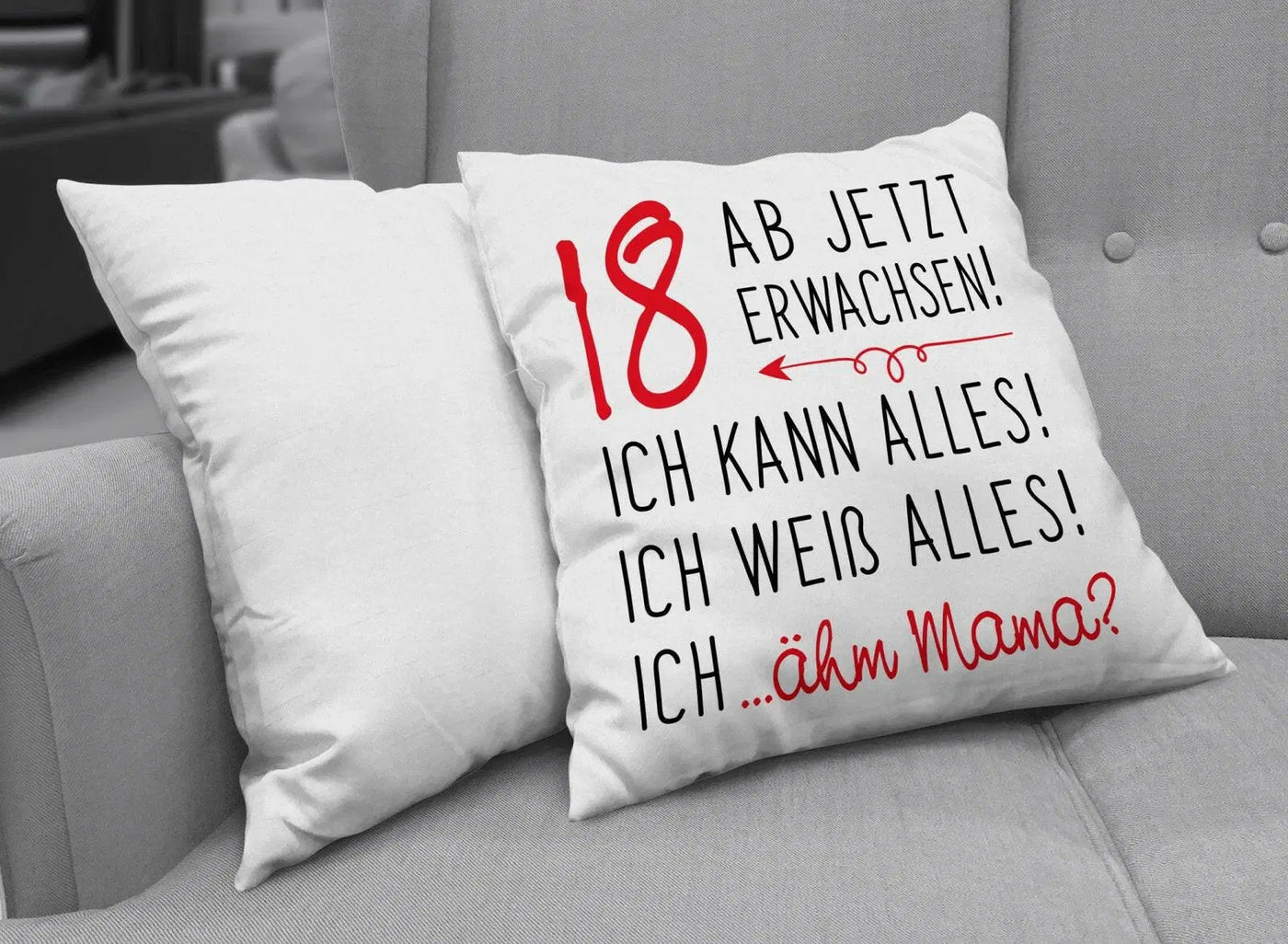 Bild: Kissen - 18 ab jetzt erwachsen! Geschenkidee