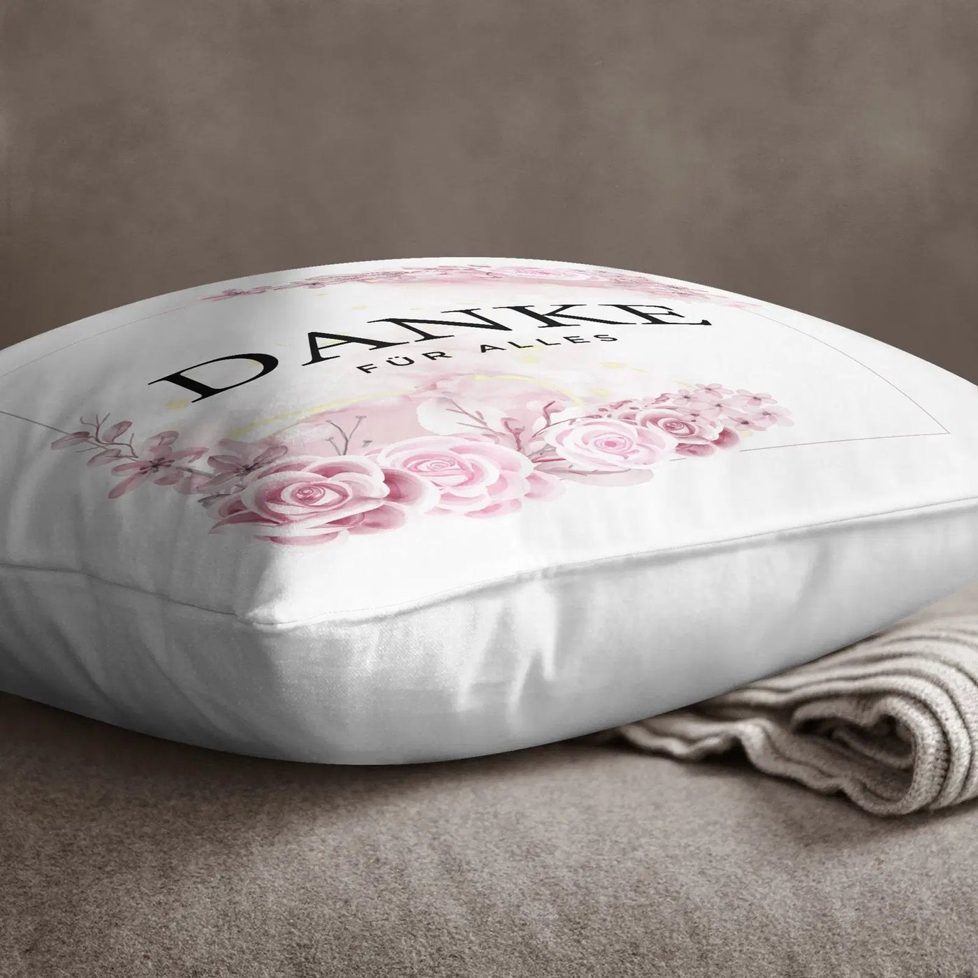 Bild: Kissen - Danke für alles - Blumen Aquarell Geschenkidee