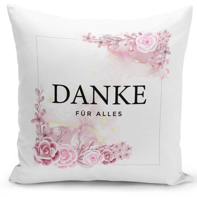 Bild: Kissen - Danke für alles - Blumen Aquarell Geschenkidee
