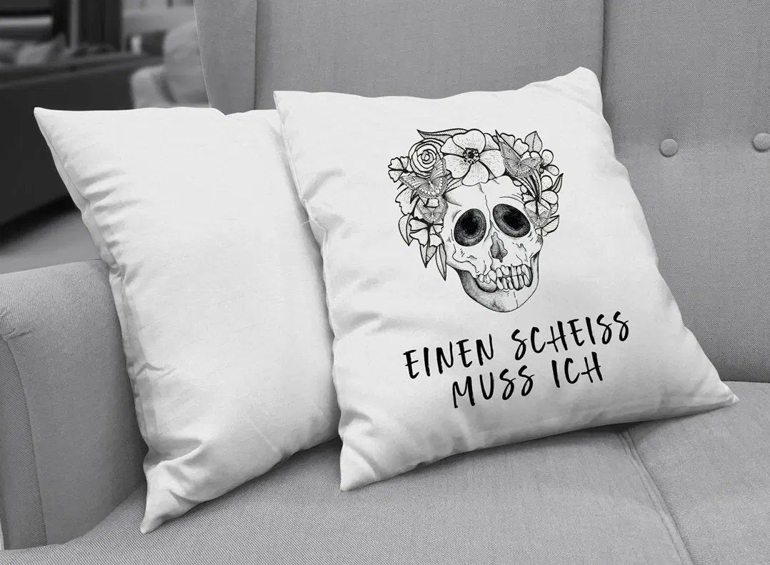 Bild: Kissen - Einen Scheiss muss ich - Totenkopf Geschenkidee