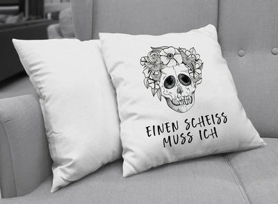 Bild: Kissen - Einen Scheiss muss ich - Totenkopf Geschenkidee
