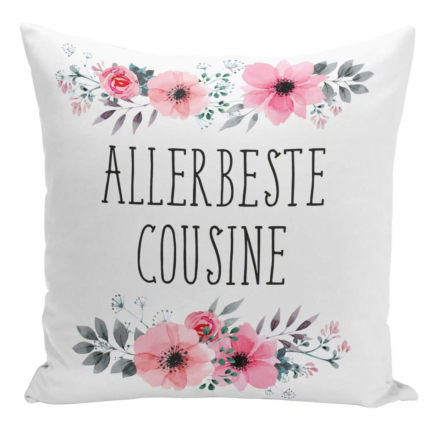 Bild: Kissen - Allerbeste Cousine mit Blümchen Geschenkidee