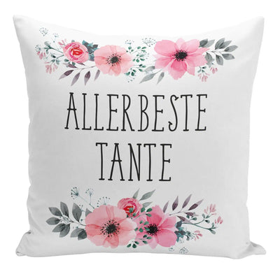Bild: Kissen - Allerbeste Tante mit Blümchen Geschenkidee