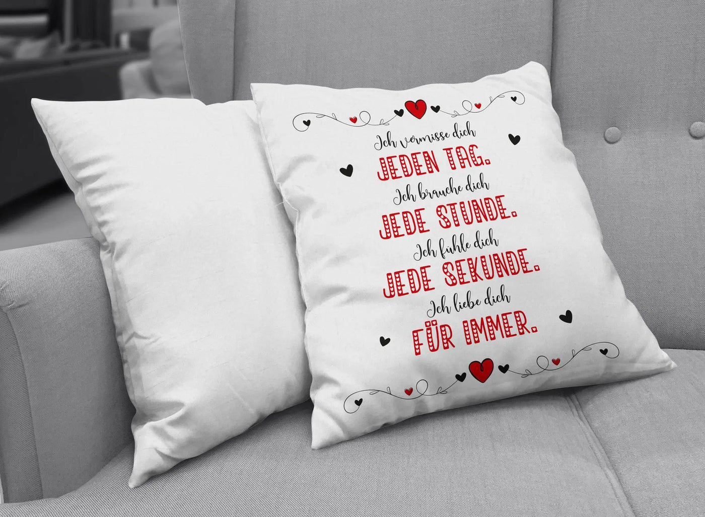 Bild: Kissen - Ich vermisse Dich, Ich brauche Dich, Ich fühle Dich, Ich liebe DIch Geschenkidee