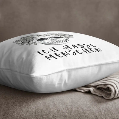 Bild: Kissen - Ich hasse Menschen - Totenkopf Geschenkidee