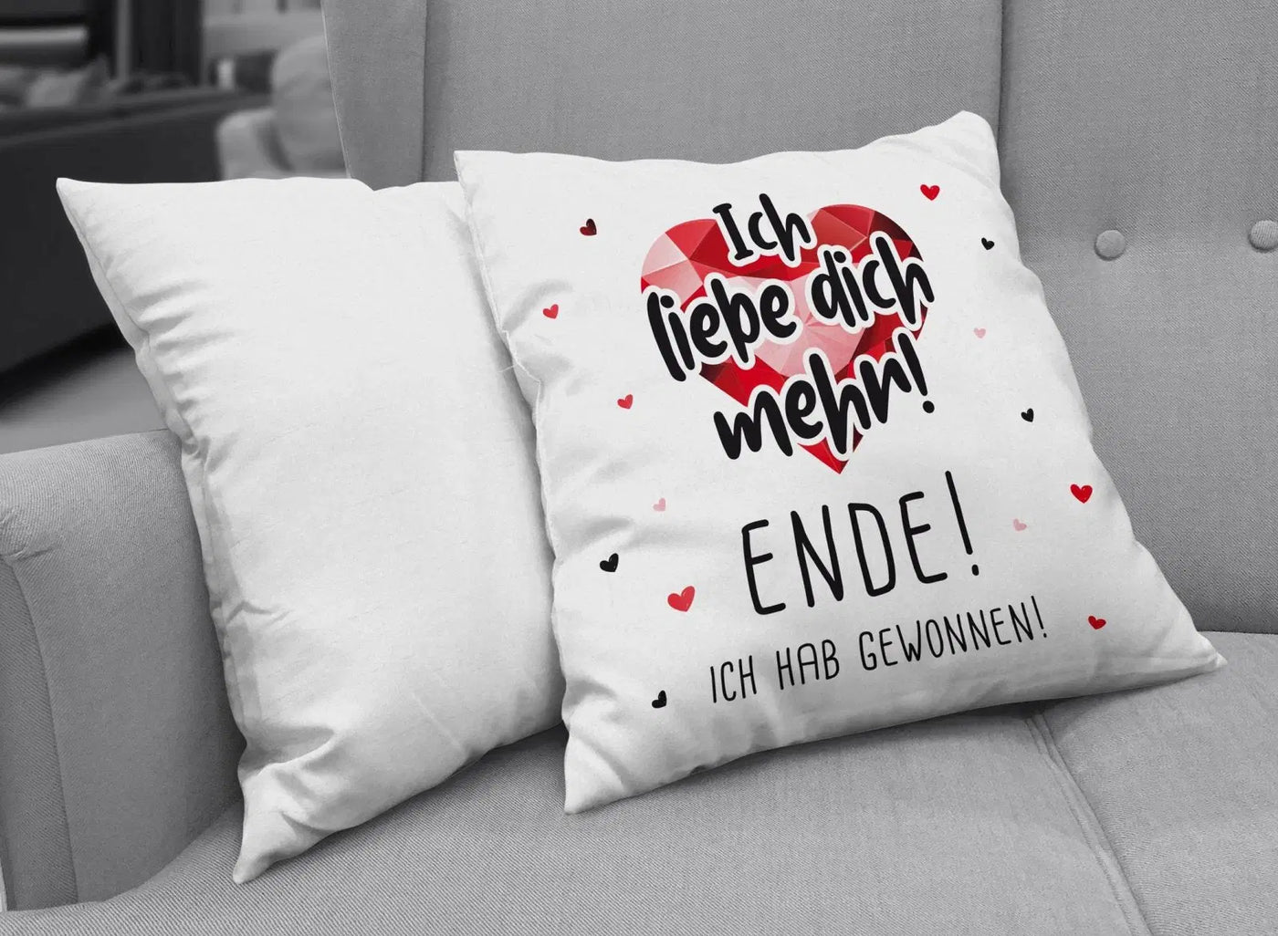 Bild: Kissen - Ich liebe dich mehr! Geschenkidee