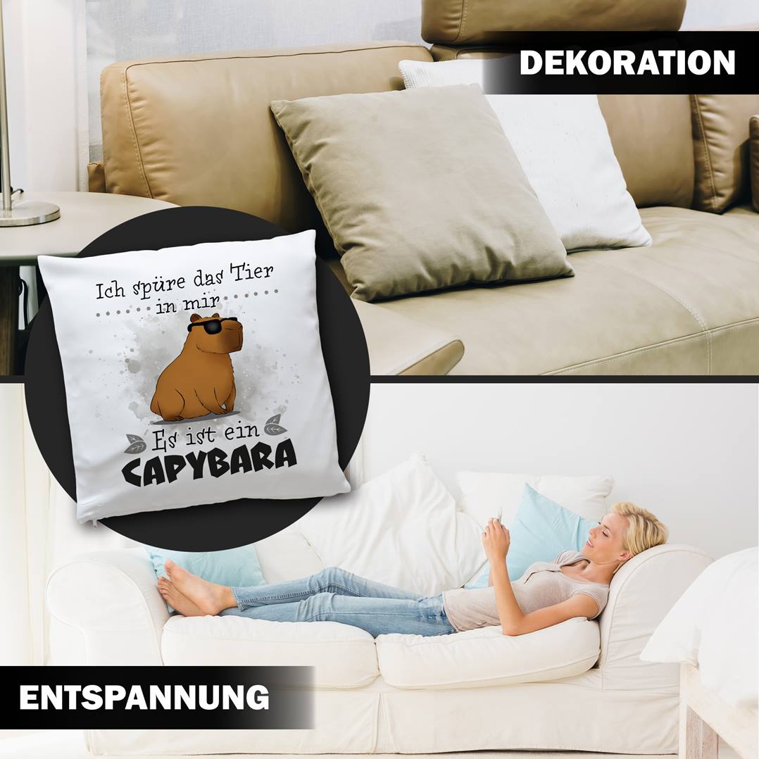 Kissen - Ich spüre das Tier in mir. Es ist ein Capybara
