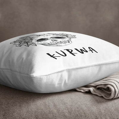 Bild: Kissen - Kurwa - Totenkopf Geschenkidee