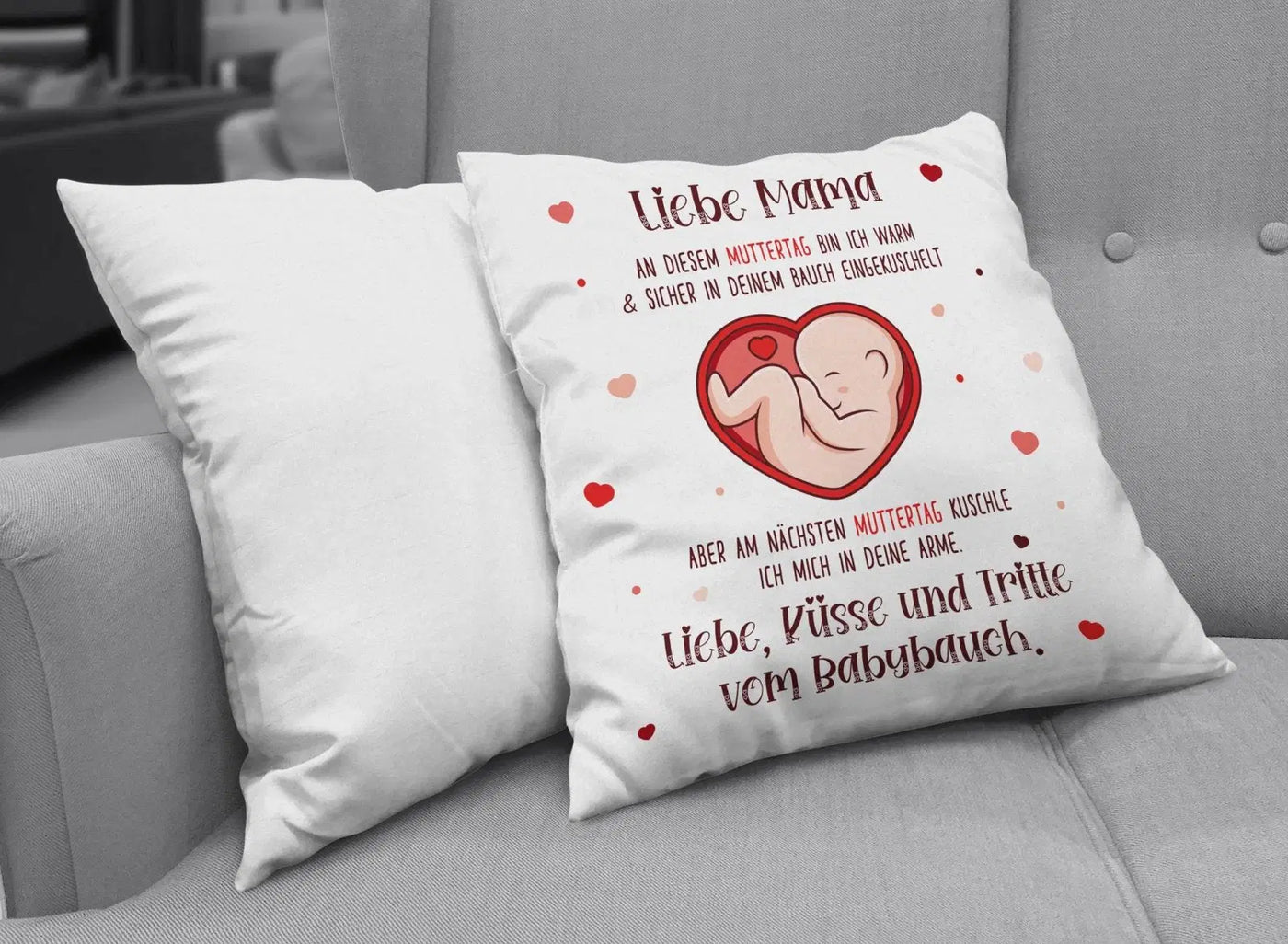 Bild: Kissen - Liebe Mama an diesem Muttertag bin noch in deinem Bauch Geschenkidee