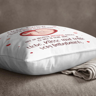 Bild: Kissen - Liebe Mama an diesem Muttertag bin noch in deinem Bauch Geschenkidee