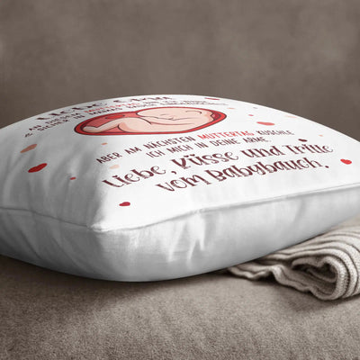 Bild: Kissen - Liebe Oma an diesem Muttertag bin noch in Mamas Bauch Geschenkidee