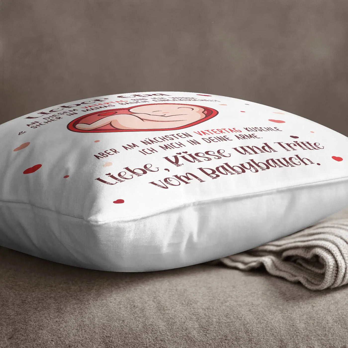 Bild: Kissen - Lieber Opa an diesem Vatertag bin noch in Mamas Bauch Geschenkidee