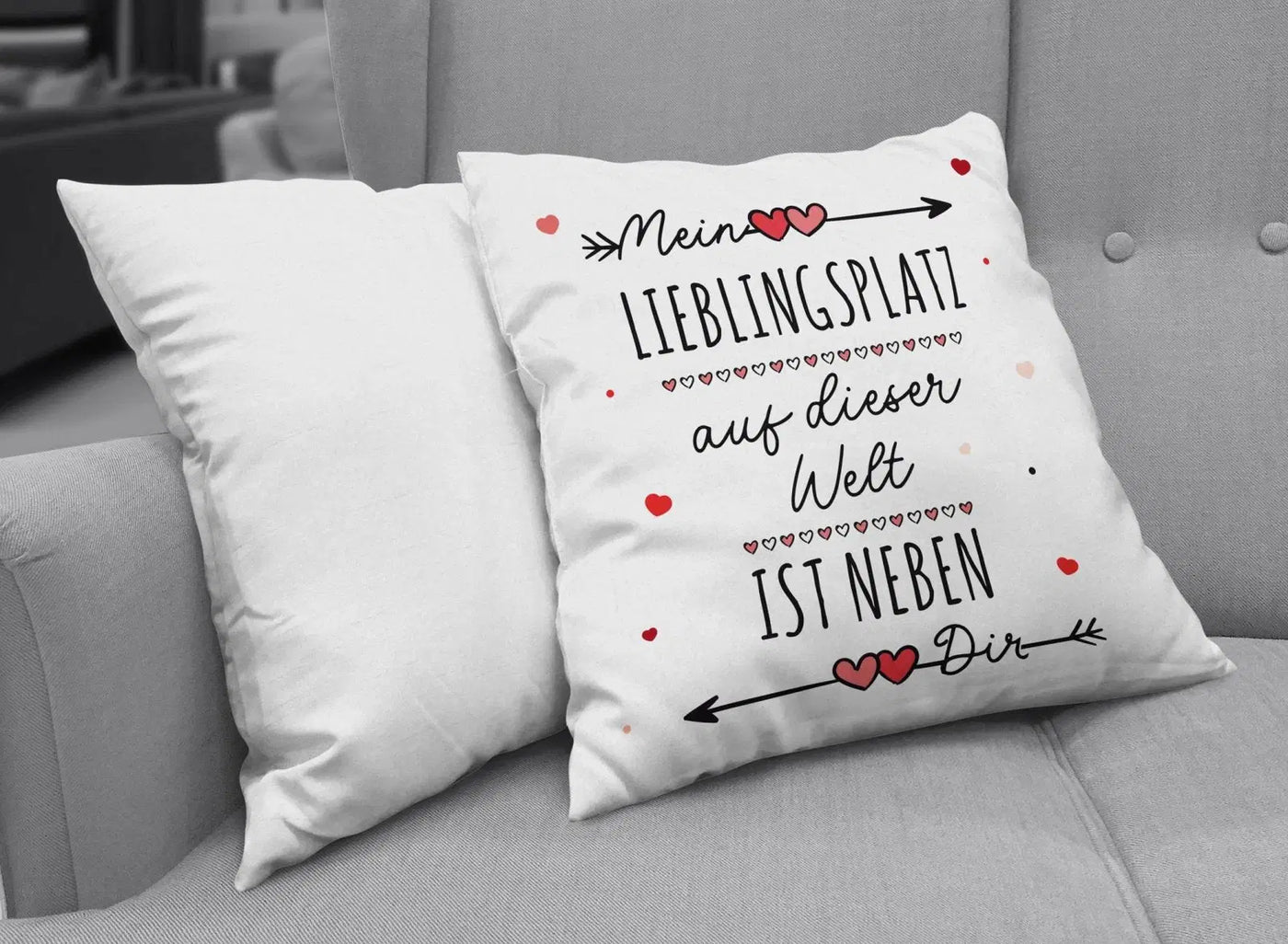 Bild: Kissen - Mein Lieblingsplatz auf dieser Welt ist neben Dir Geschenkidee