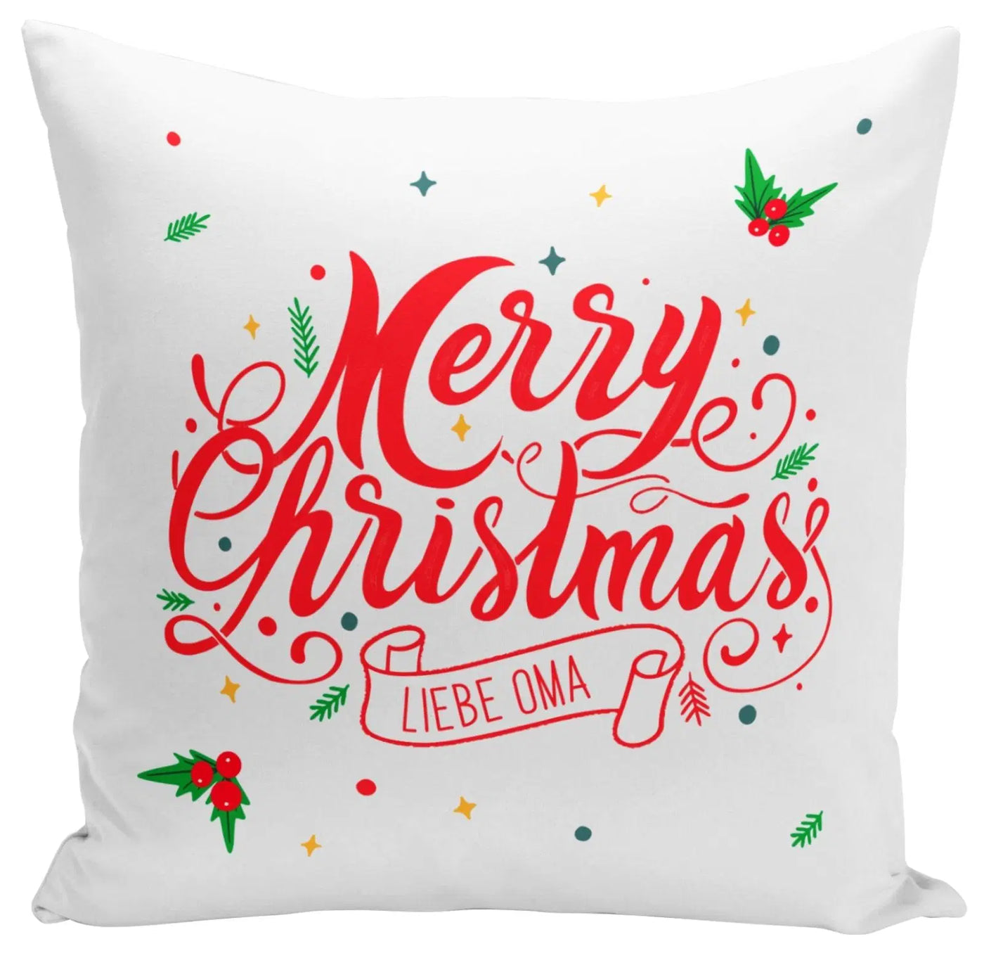 Bild: Kissen - Merry Christmas liebe Oma - Stechpalme Geschenkidee
