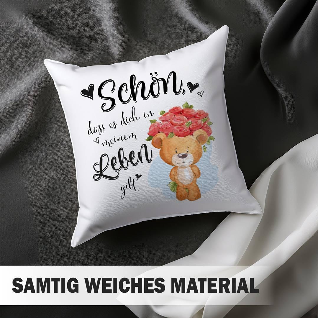 Kissen „Schön, dass es Dich gibt!“ – Geschenk für Freunde & Partner – Tassenbrennerei