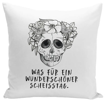 Bild: Kissen - Was für ein wunderschöner Scheisstag. - Totenkopf Geschenkidee