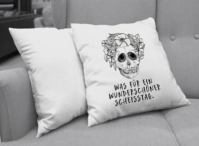 Bild: Kissen - Was für ein wunderschöner Scheisstag. - Totenkopf Geschenkidee
